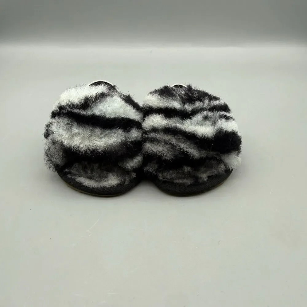UGG FLUFF YEAH BLACK MARBLE ZEBRA  (Infant/Toddler) Size 0/1